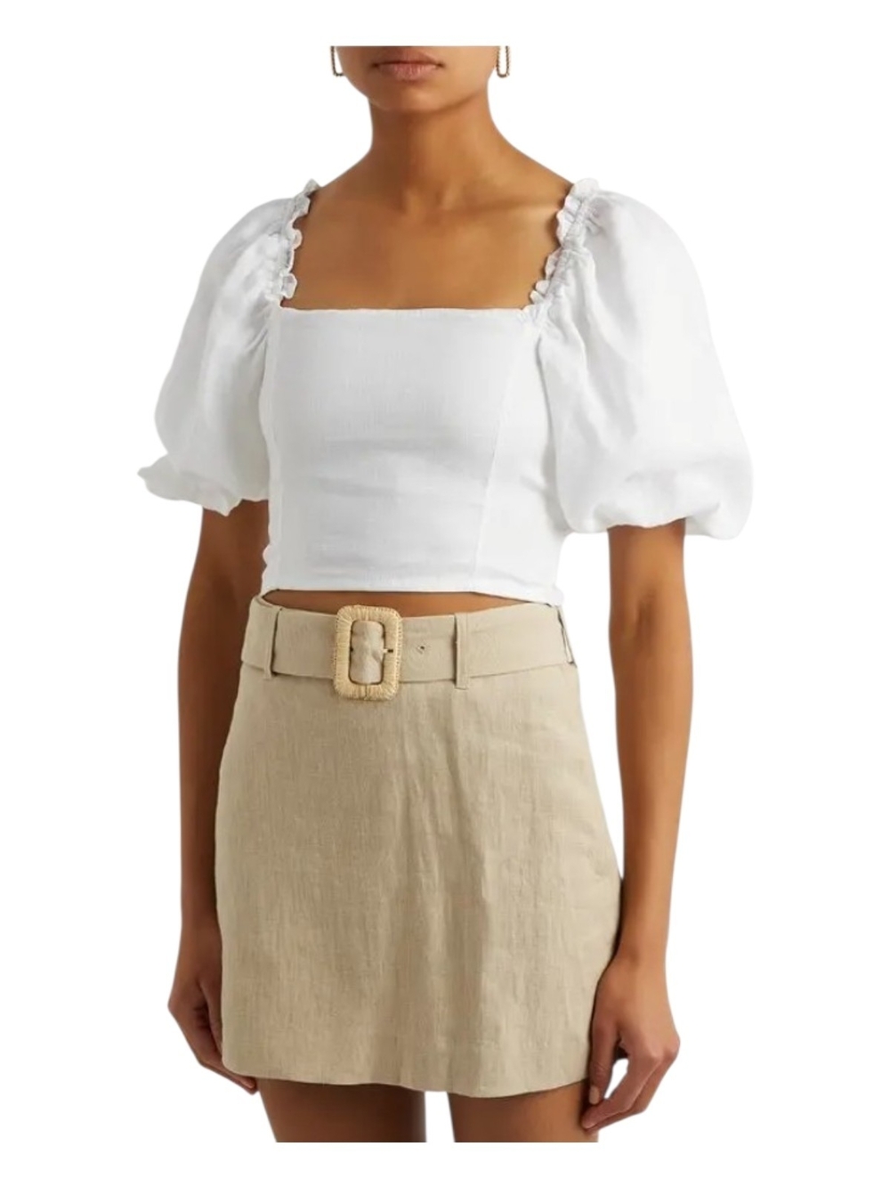 FAITHFULL the BRAND Barnette Cropped Linen Top